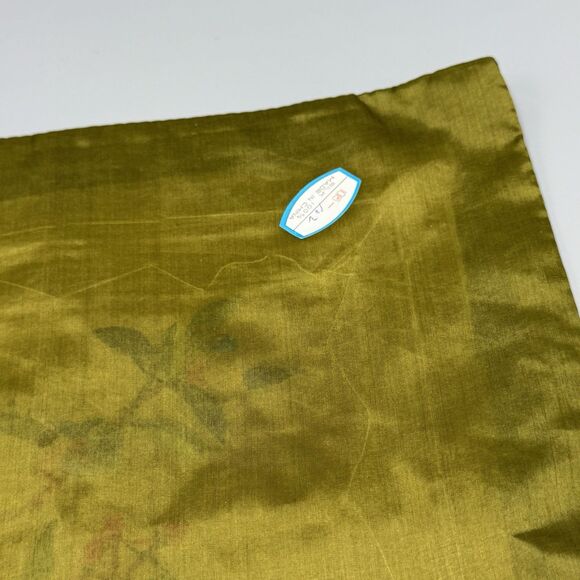 Vtg Chinese Silk Art Embroidered Square Green Frameable Panel Blue Bird Flowers - Picture 6 of 7